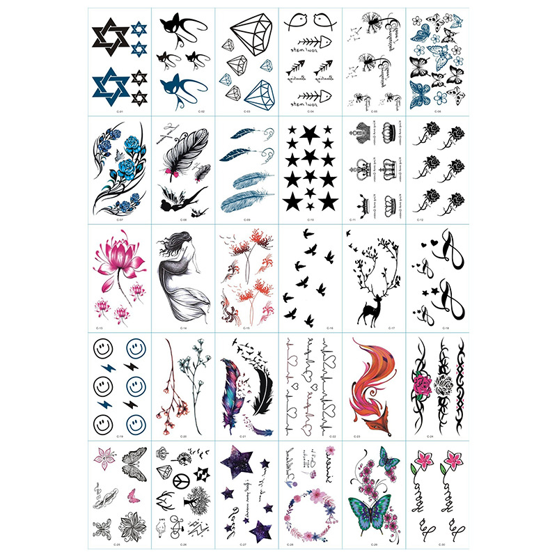 Pequeñas pegatinas de tatuajes de flores impermeables frescas, tatuajes de hombres y mujeres sexy, cicatrices desechables, pegatinas de tatuajes de rosas personalizadas