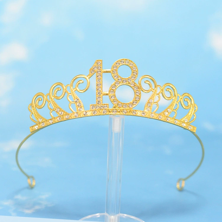 Корона-ободок для принцессы, детская корона на праздник «18» или «15», серебряное или золотое оформление, легкий вес