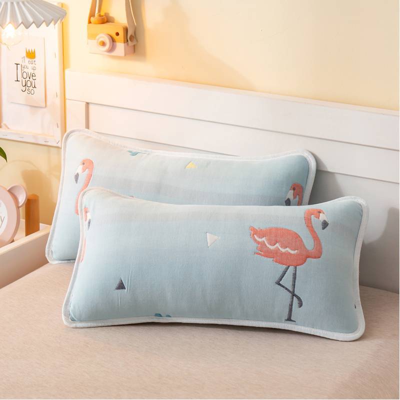 Xinfu Bird 블루 거즈 베갯잇