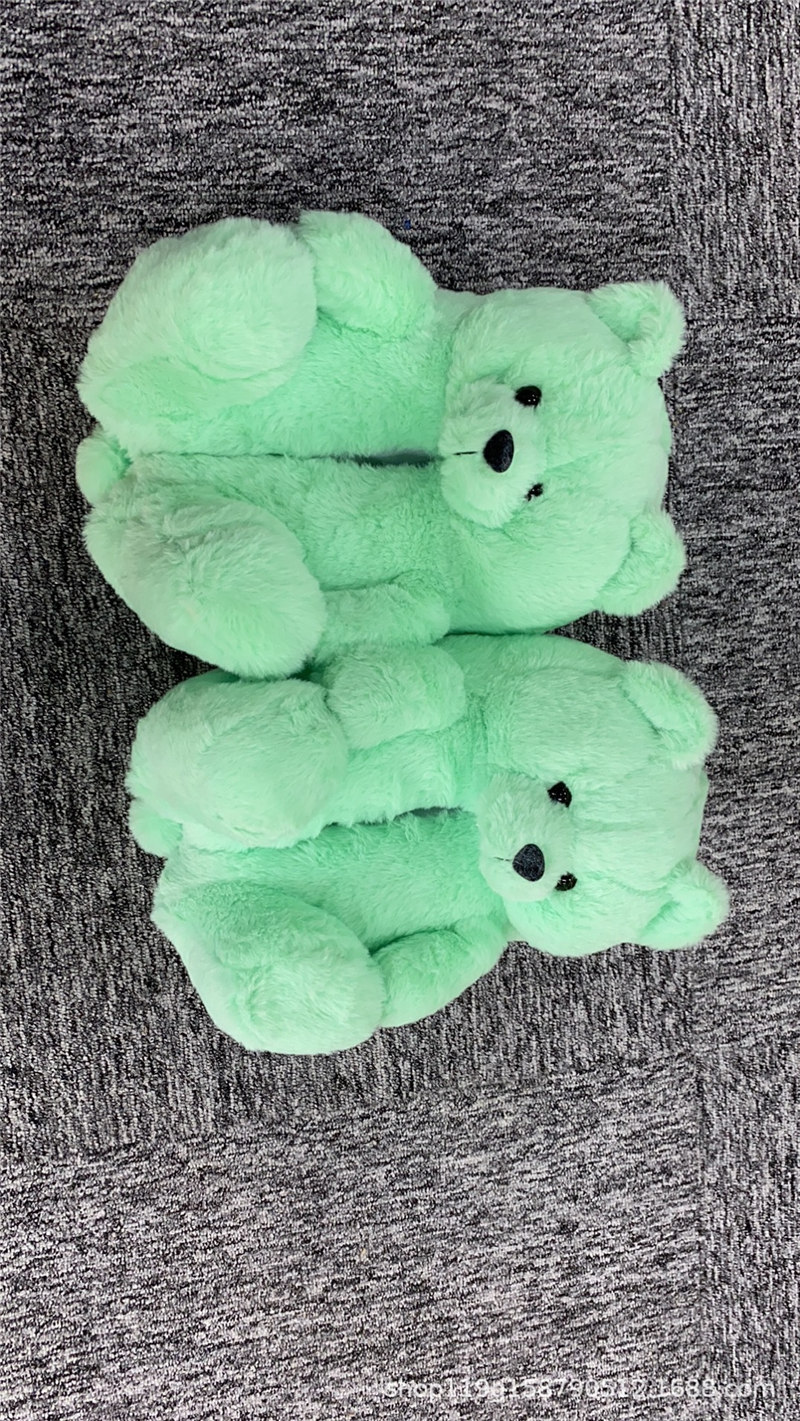 En stock oso de peluche zapatillas piso hogar felpa engrosada algodón zapatos calientes fábrica