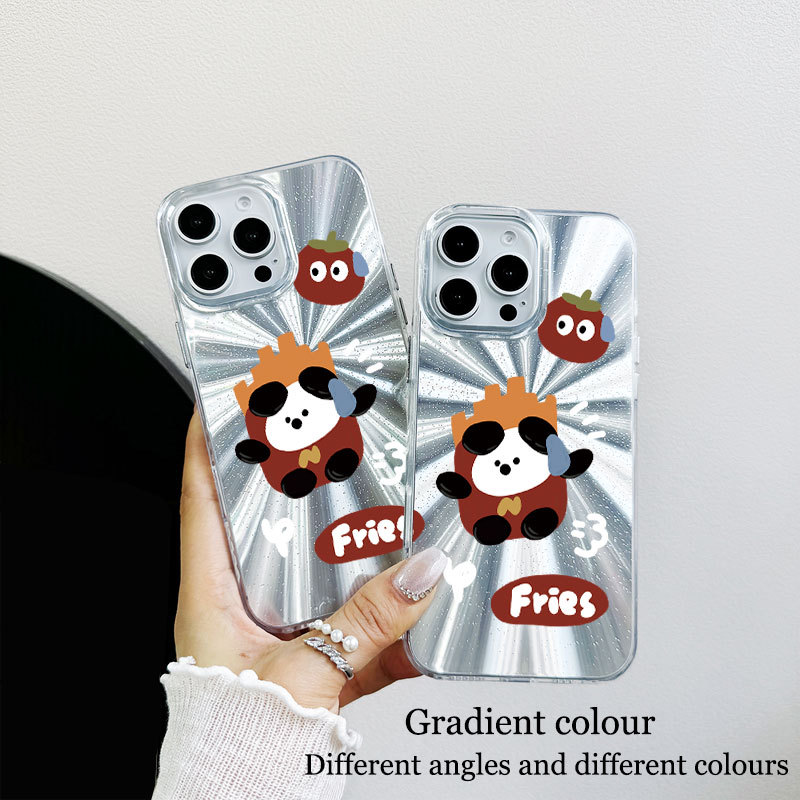 创意小熊适用苹果16手机壳iphone14promax相框15/13极光闪粉12/11