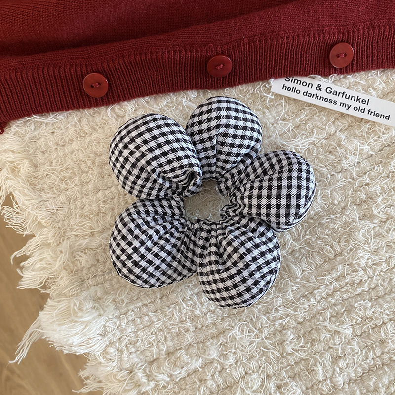 #흑백 굵은 체크무늬 머리끈 10cm 9개