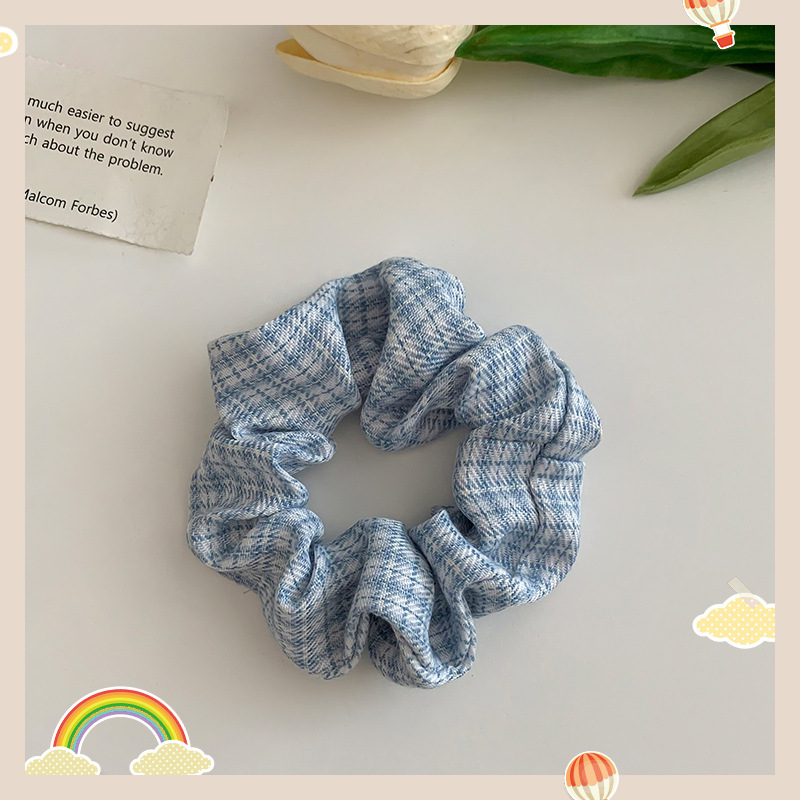 Encaje de flor coreana Encaje de intestino grueso Anillo de cabello femenino Cabeza de flor de viento pastoral Cuerda de cabeza de bola de gran tamaño Accesorios para el cabello de alta calidad