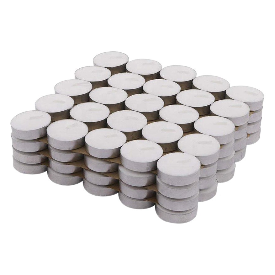 Precio de fábrica al por mayor 3 horas 100 piezas de cera de té prensada 10 gramos de vela blanca pequeña sin humo de cáscara de aluminio inodoro cera de té