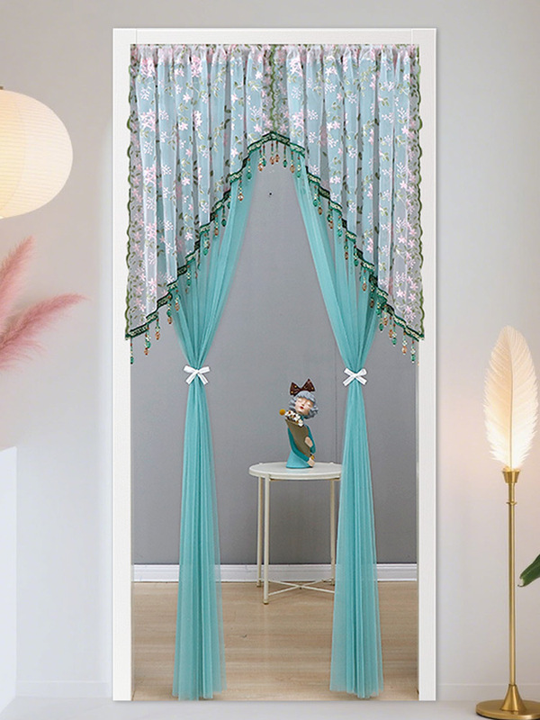 French-Style Pastoral Four-Season Curtain, Half Curtain for Bedroom, Mosquito-Proof Decorative Curtain, Kitchen Arc Curtain, Curtain Hanging Curtain C&