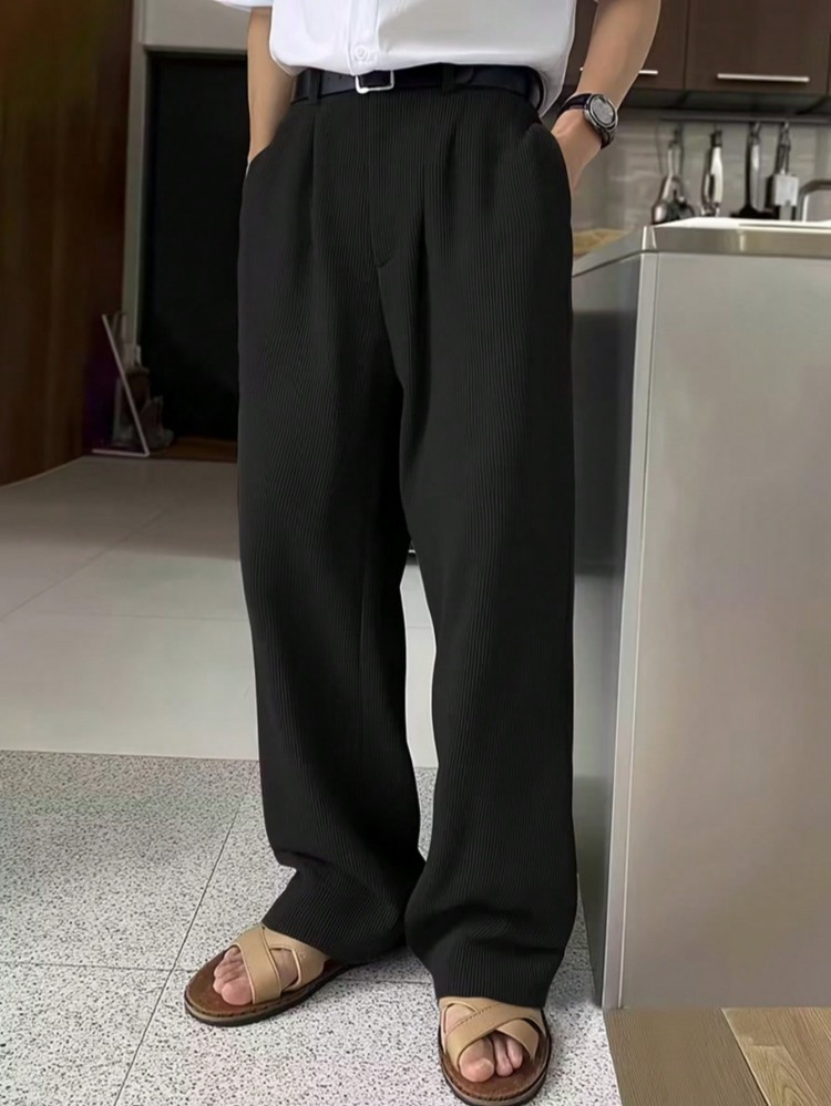 Men's Clothing Casual Pants Solid Color Button And Zipper New Style Spring_viptrois.com