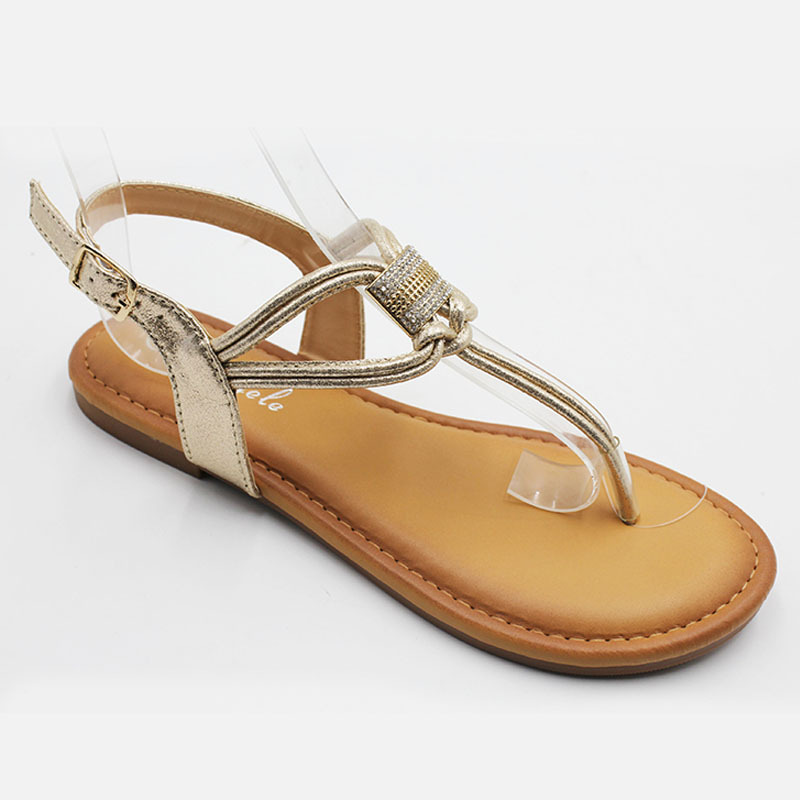 Women leather flats Sandals 罗马凉鞋女水钻镶钻女鞋平底沙滩鞋