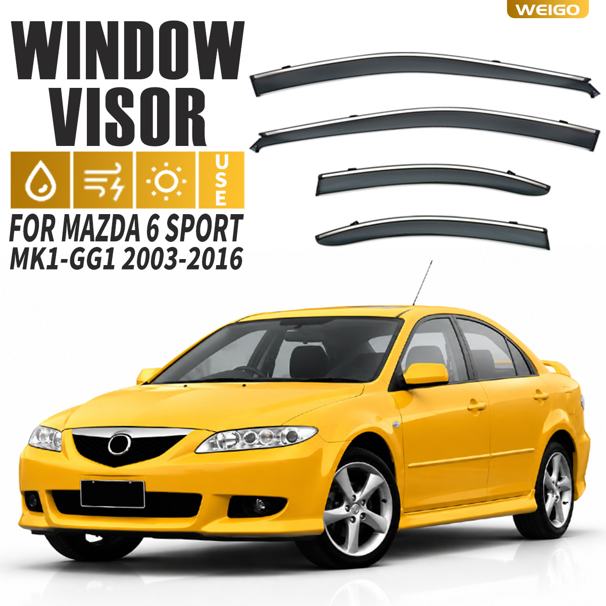 Suitable for Mazda 6 Window Visor, Rearview Mirror Rain Shield, Mazda 6 Atenza Window Visor