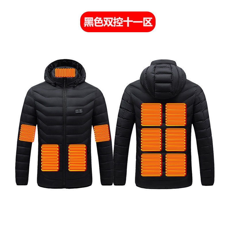 越境冬用スマート加熱綿服、保温発熱服、綿ジャケット、充電式フード付き電熱服、スマート発熱|undefined