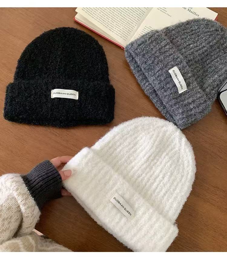 Style Autumn Winter Warm Face Slimming Cold-proof Knitted For Women Korean Patch Soft Pullover Cold Hat_voghion.com