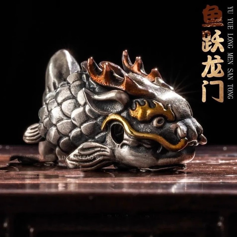 银鱼跃龙门三通佛头佛塔金刚串手持长串好运锦鲤文玩配饰|undefined