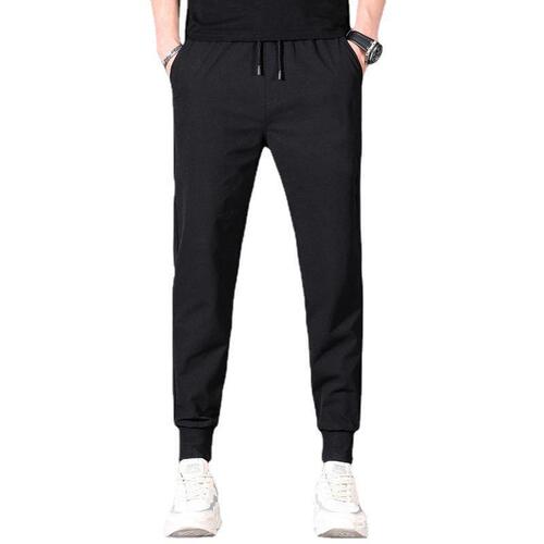 Sweatpants, four-season men's casual pants, straight leg, loose, solid color, thin and velvet pants, fashion brand bottoms