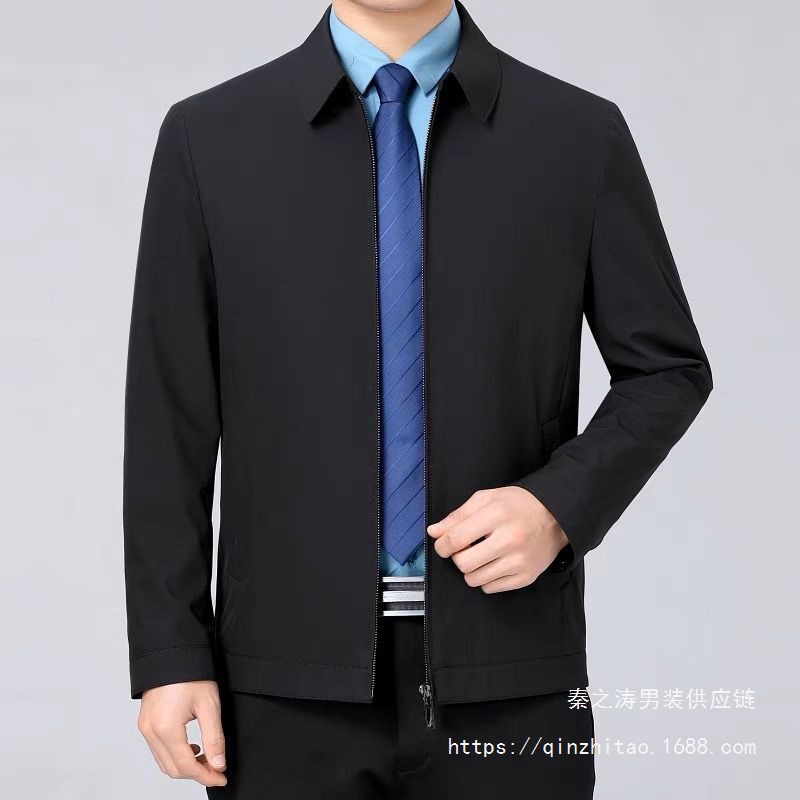 2025 Spring and Autumn Casual Business Executive Cadre Jacket Thin Jacket Dad Wear Men's Spring Outerwear