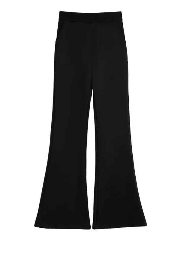 Quần ống loe nữ cạp cao dáng suông vải suit mềm mại — Màu đen-mẫu thông thường (157-162cm)