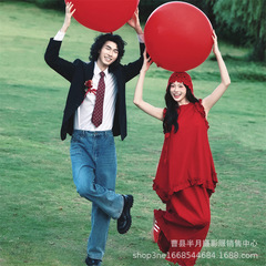 影楼新款法式红色无袖背心连衣裙女夏日绝美俏皮小套装减龄两件套
