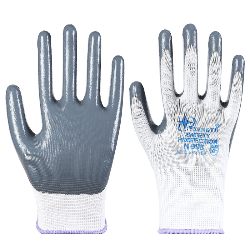 Xingyu N518 guantes de protección laboral de caucho nitrilo antideslizante y resistente al desgaste, reparación de automóviles resistente al aceite, guantes de protección laboral de nitrilo duradero