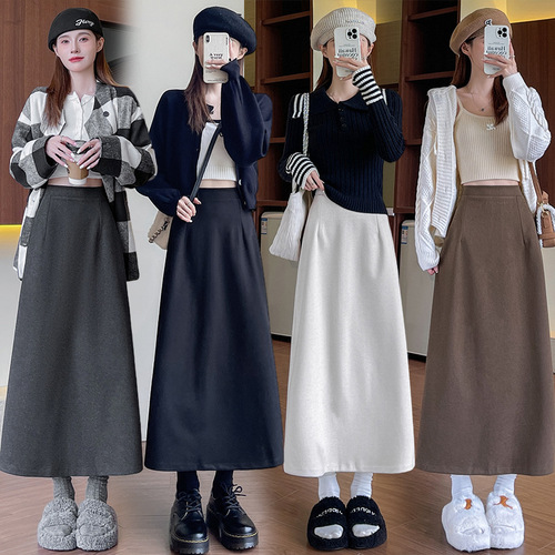 Fur skirt for women in autumn and winter new style split mid-length skirt, high waist, slimming and large size fashionable all-matching hip skirt