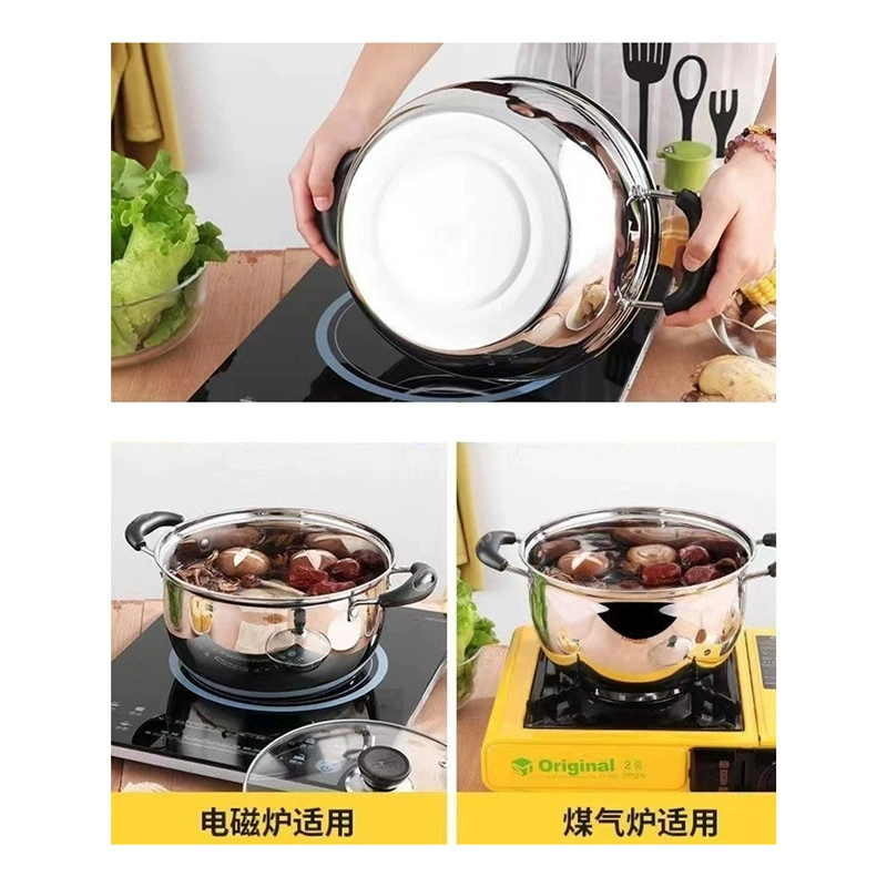 Soup pot steamer milk pot household stainless steel pot gas and induction cooker universal small stew pot baby food pot porridge pot hot pot