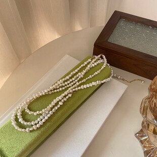 4-5 Natural Freshwater Baroque Pearl Double-Sided Necklace Retro Minimalist Clavicle Chain Women's Necklace Wholesale
