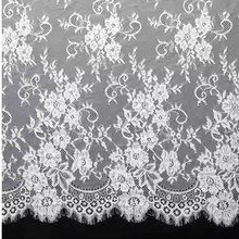 批发现货150cm无弹满幅睫毛蕾丝 黑白色镂空花纹蕾丝裙装饰面料