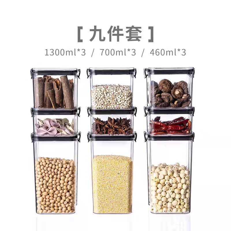 Tanque de sellado de cocina granos almacenamiento de granos tanque de plástico transparente caja de té snack tanque de almacenamiento de productos secos