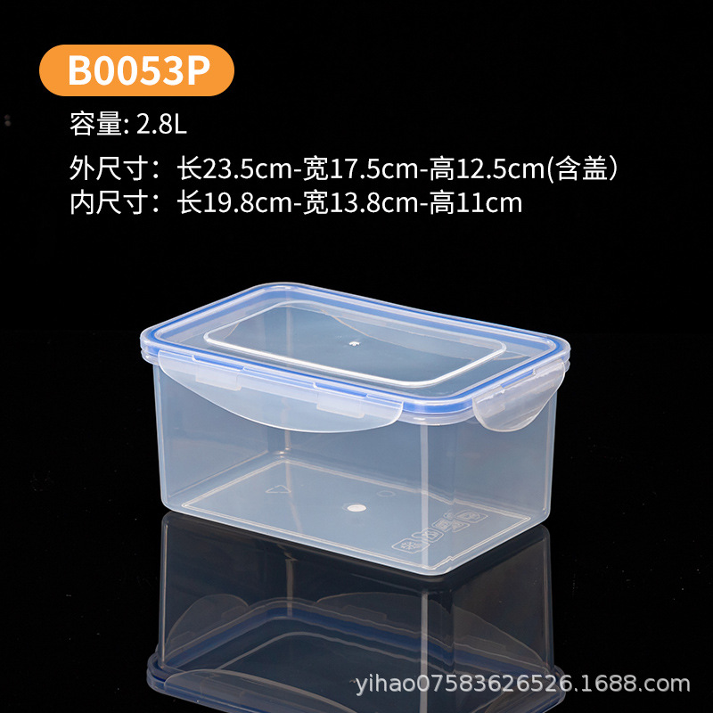 Caja de plástico de grado alimenticio refrigerador transparente refrigeración refrigeración acabado almacenamiento de alimentos frescos cocina especias caja de sellado