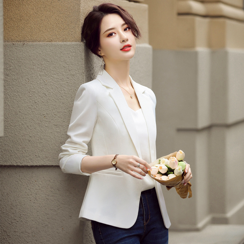 White Slim-Fit Blazer for Women, 2026 Spring and Autumn New Casual Stylish Short Jacket for Petite Figures