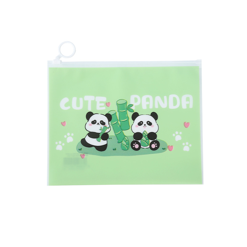 Anillo panda bolsa de archivo caricatura lindo gran capacidad estudiante papel de prueba bolsa de almacenamiento impermeable papelería bolsa de clasificación de premios