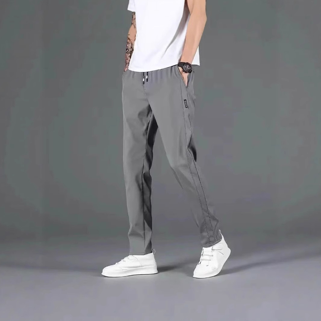 Ice Silk Casual Pants Men's Summer Thin 2025 New Summer Loose Straight Summer Quick-Drying Long Pants