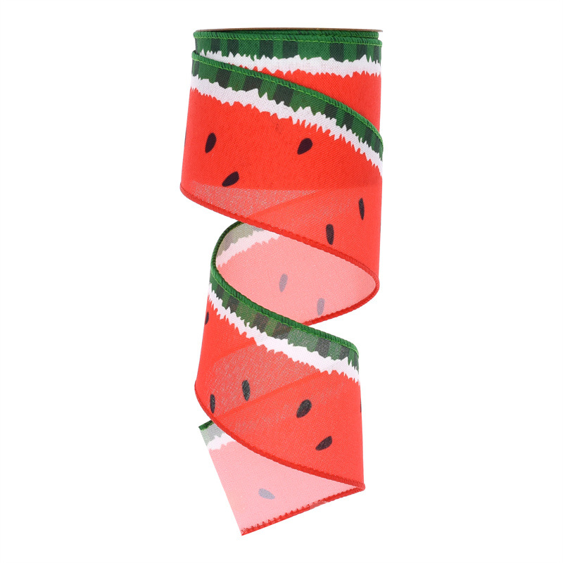 Amazon transfronterizo nueva fruta sandía cinta verano decoración DIY material arco ancho de lino