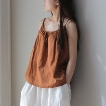 水洗捏褶打底内搭 宽松外穿纯色吊带女5色显瘦无袖短款时尚性感