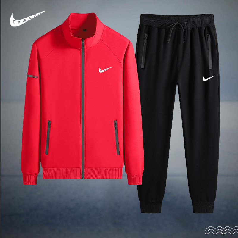 Men's 2024 Spring and Autumn Stand Collar Sports and Casual Suit Men's Cardigan Sweater Leg Pants Running Fitness Wear Two-Piece Set