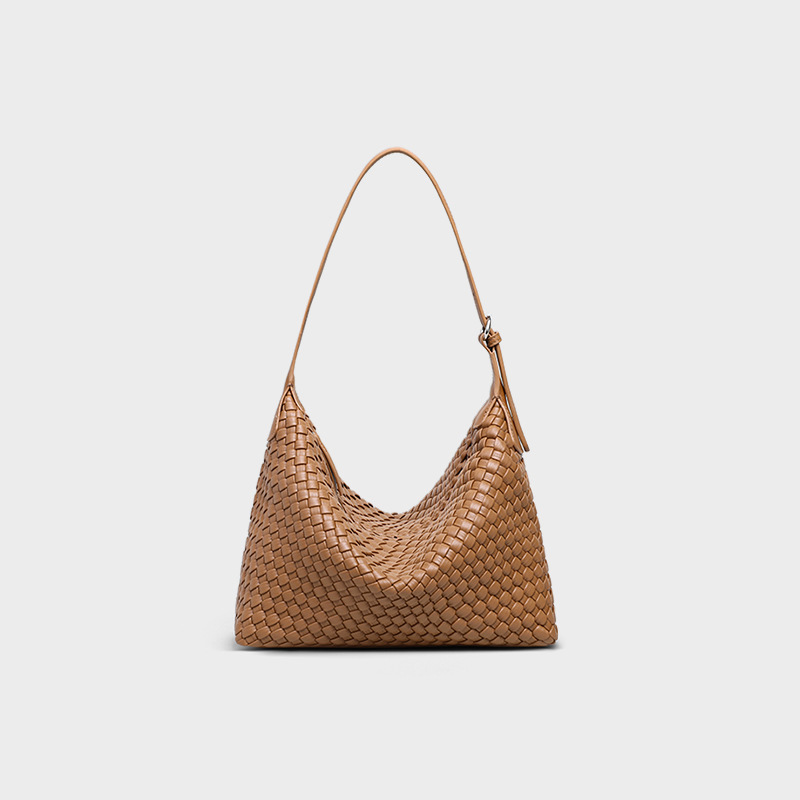 Túi tote nữ cỡ lớn đeo chéo kiểu vintage handmade dệt — màu nâu, màu trắng ngà, màu tím hoa cà