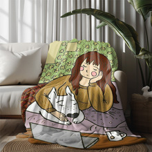 可爱卡通法兰绒毯子毛毯跨境热销午睡毯沙发毯家具客厅地毯批发