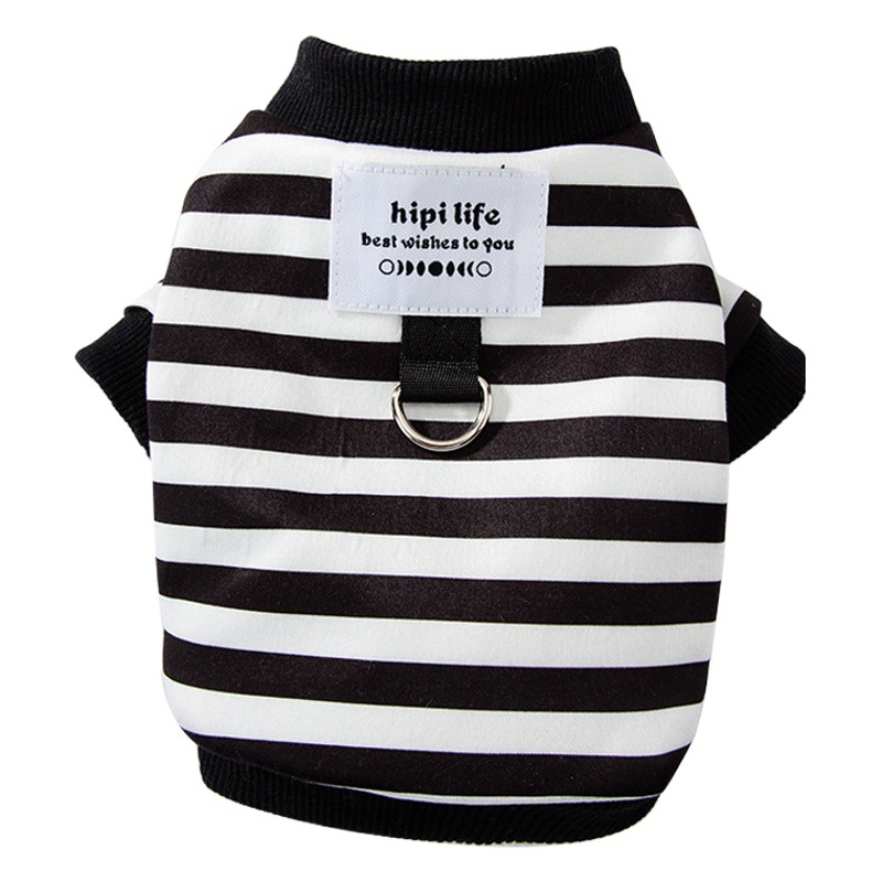 Nueva ropa para mascotas transfronteriza simple rayas perro suéter de tracción primavera y verano ropa para mascotas ropa de cachorro de gato
