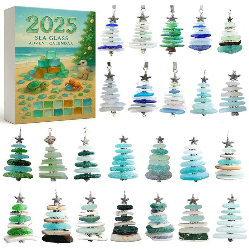 创意热销新款Sea Glass Tree Advent Calendar海洋亚克力挂件套装|undefined