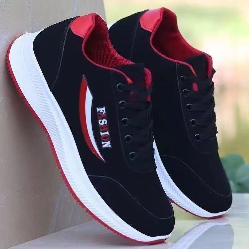 90 New Korean Style Men's Casual Sports Shoes with Soft Soles, Lightweight Fly-Knit Running Shoes for Students, Comfortable Men's Shoes