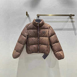 南油高端女装2025冬季prad新款三角标立领女款鹅绒羽绒服外套