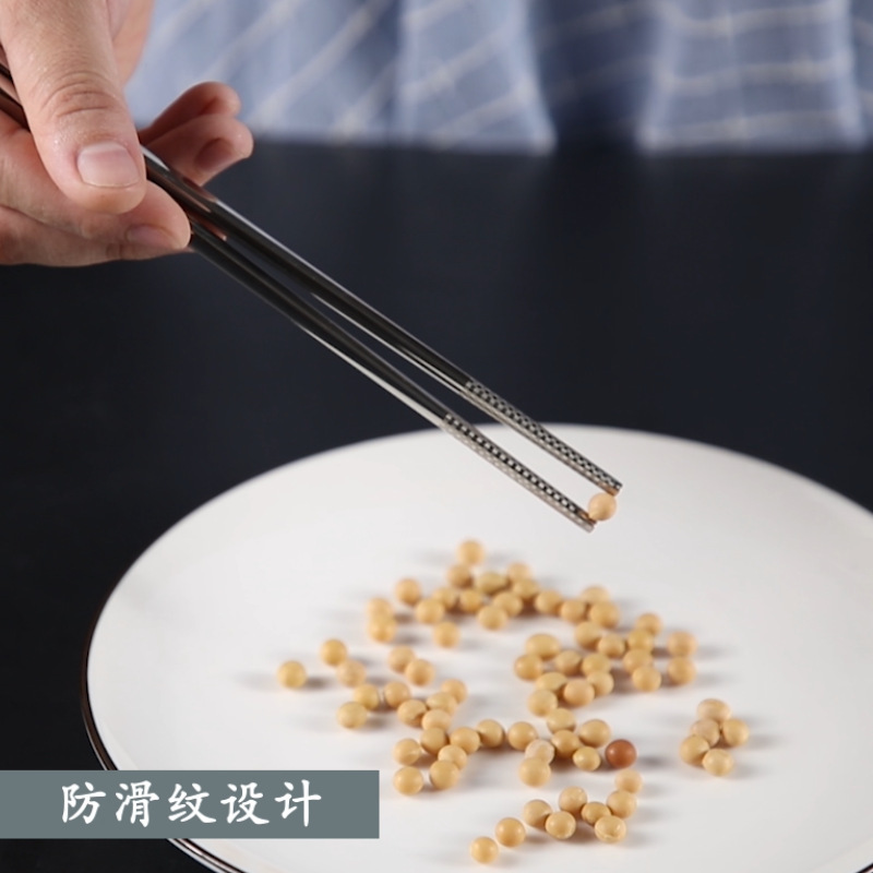 316ステンレス鋼製角型箸 家庭用食器 個性的なキッチン断熱中空韓国風ファミリーセット 滑り止め銀箸|undefined