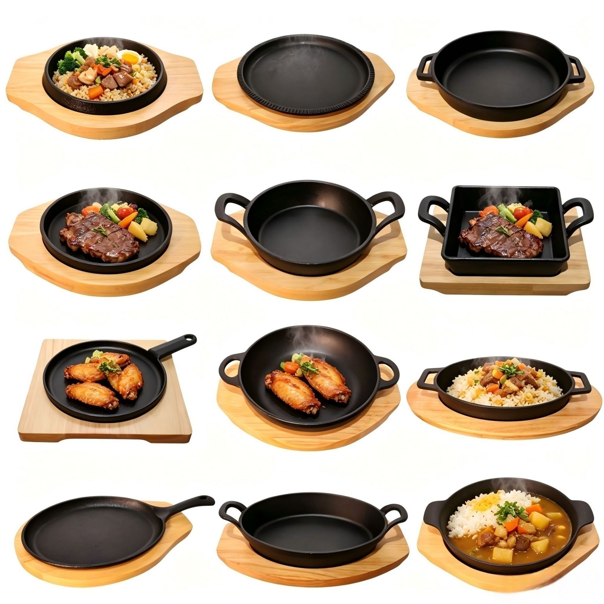 铁板烧铁板盘商用牛排煎烤盘铁锅漂亮饭日韩料理专用高档铸铁餐具