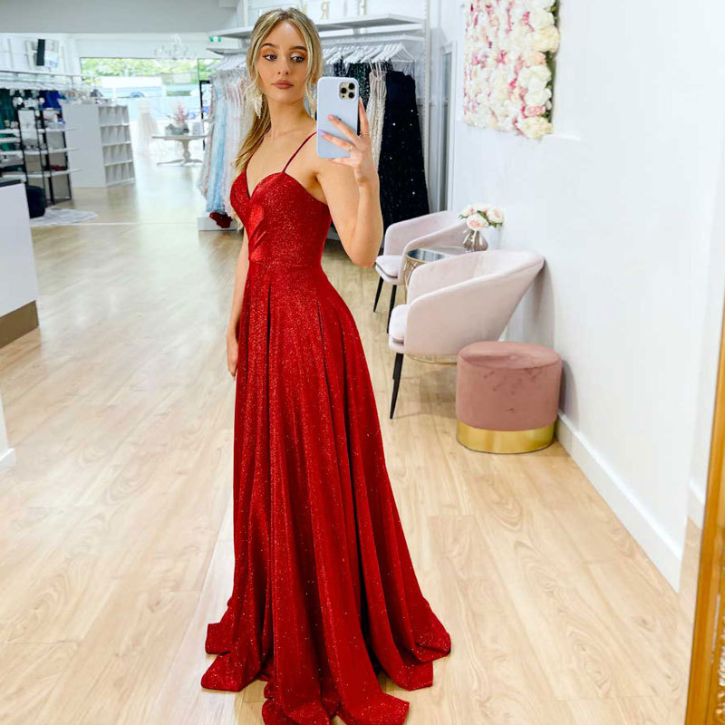 El Comercio exterior europeo y americano Amazon AliExpress deseo vestido de noche de las mujeres una correa sexy vestido largo elegante