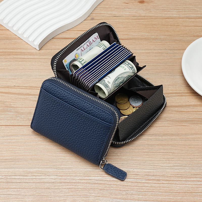 Cross-border Multifunctional Genuine Organ Card Holder RFID Cowhide Japanese-style Coin Bag Women's Multi-card Coin Purse Cross-border Multifunctional Genuine Organ Card Holder RFID Cowhide Japanese-style Coin Bag Women's Multi-card Coin Purse