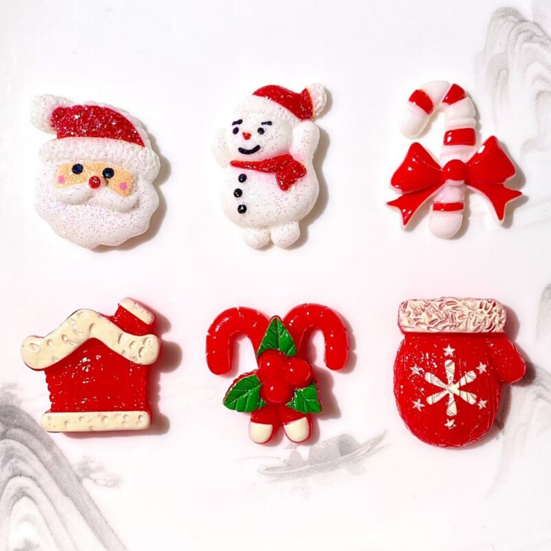 Cartoon sequin Christmas series holiday resin accessories cream glue DIY fridge magnets shoe buckles decoration materials patches