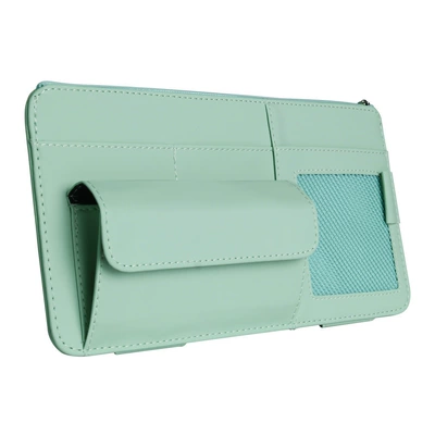 Car Sun Visor Storage Bag, Car Glasses Clip/Bill Clip - light-blue