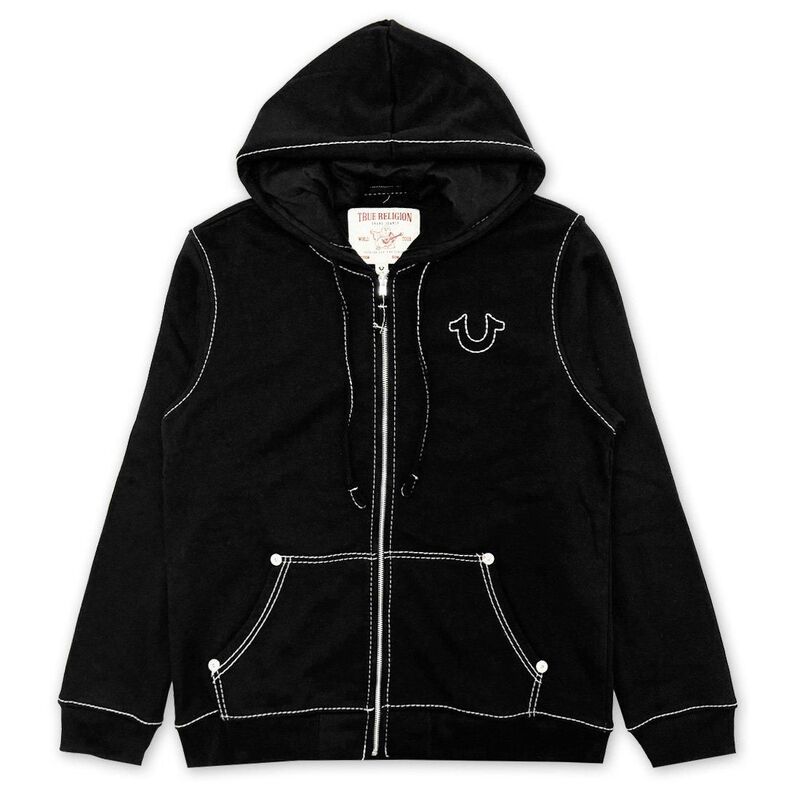 True Religion Sweatshirt Cross-Border Retro Y2K High Street Fashion Brand Embroidered Zipper Hoodie Sweatshirt for Men and Women