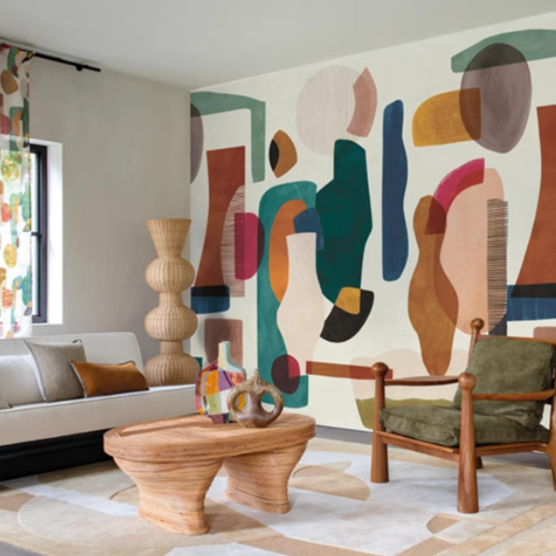 French Style Modern Geometric Pattern Splicing French Simple Light Luxury Background Wallpaper Wallpaper Wall Covering Mural
