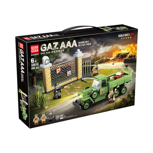 Full Crown 100113 Building Blocks WWII Military Series Model GAZ Military Truck Assembly Small Part Scene Toy 