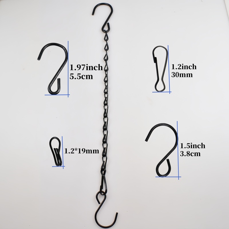 Cadena de doble gancho negra para colgar, cadena para jaulas de pájaros, cadena para colgar letreros, cadena de hierro con doble figura de ocho, cadena para macetas, cadena para iluminación