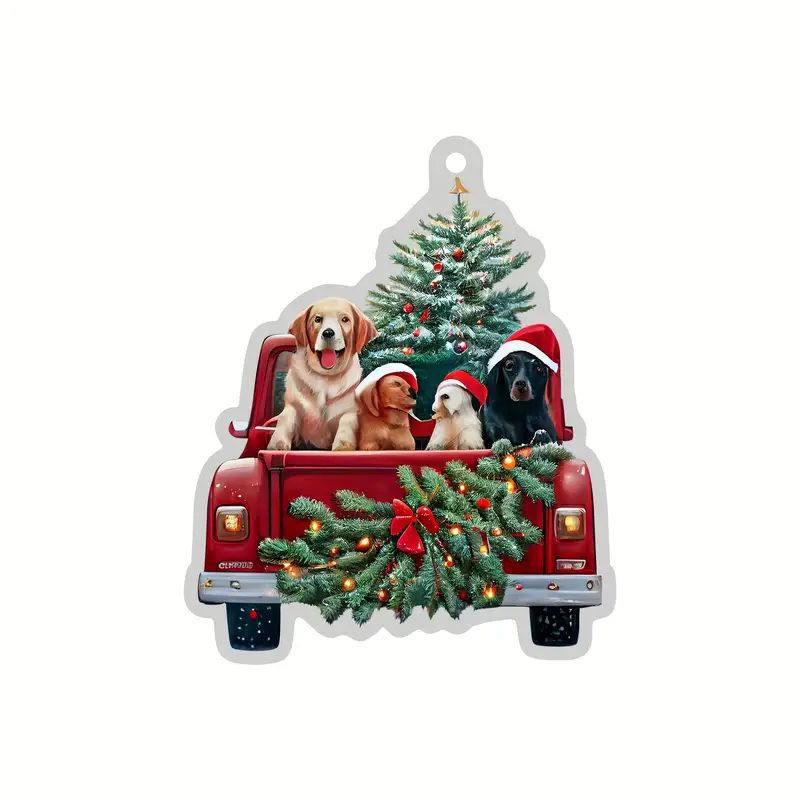 Nuevo automóvil de Navidad transfronterizo perro decoración de árbol de Navidad colgante acrílico plano decoración de regalos de Navidad