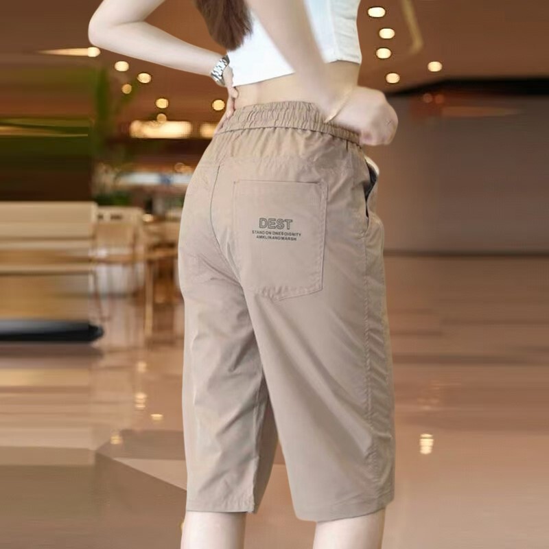Ice Silk Sports Pants for Women, Summer Thin High-Waisted Slimming Casual Pants, Trendy Versatile Straight-Leg Cargo Cropped Pants Ice Silk Sports Pants for Women, Summer Thin High-Waisted Slimming Casual Pants, Trendy Versatile Straight-Leg Cargo Cropped Pants